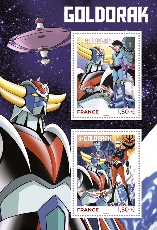 FRANCE 2021 PLANCHE DOCUMENT FDC 1° JOUR timbres GOLDORAK GOLDRAKE COMICS