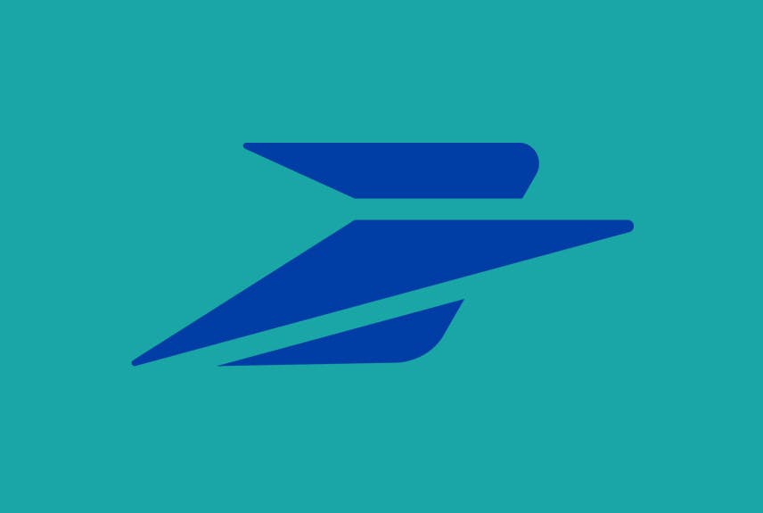 Résultats 2022 du groupe La Poste - fond turquoise et logo du groupe