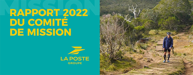 Visuel de couverture du Rapport 2022 du comité de mission du groupe La Poste