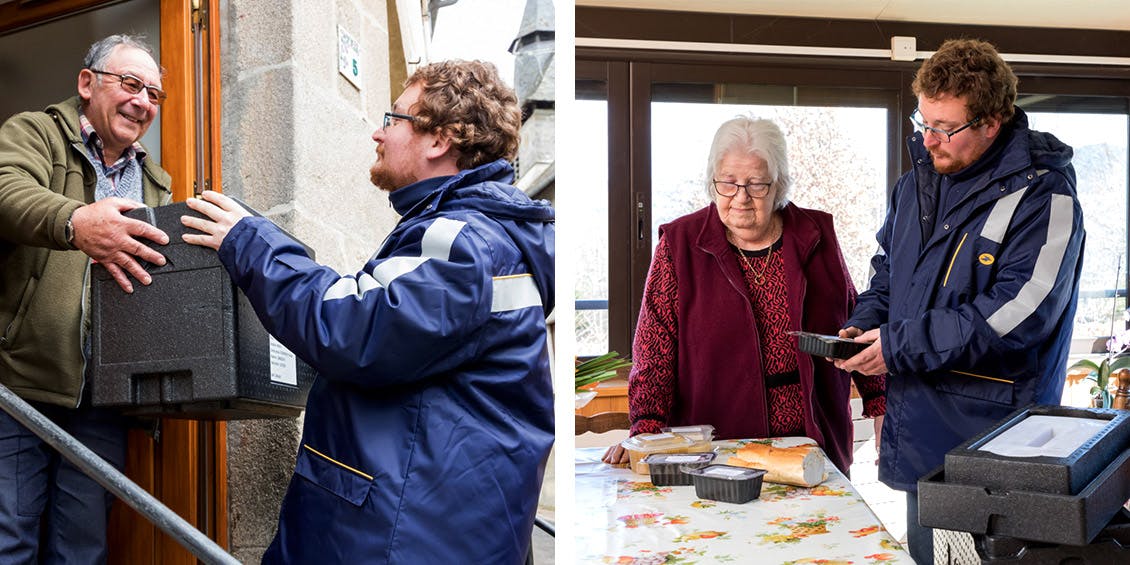 Deux situations de portage de repas