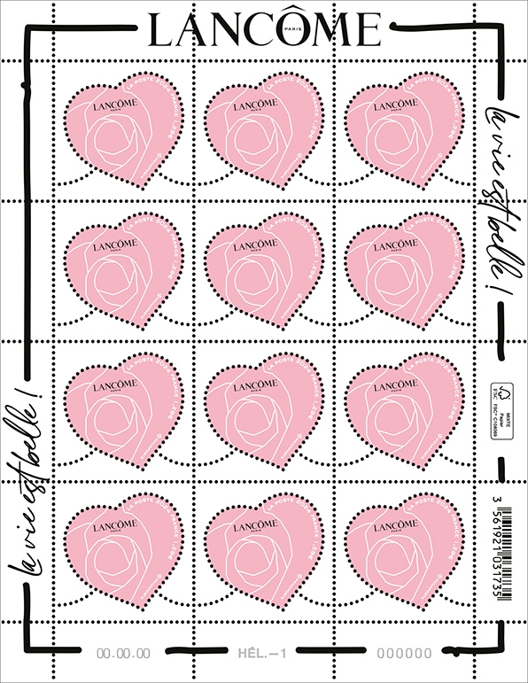 planche timbre coeur Création et mise en page © Lancôme