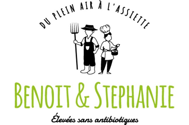 Logo Benoit et Stéphanie du plein air à l'assiette élevées sans antibiotiques