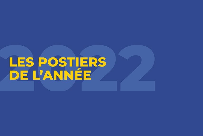 Logo "Les postiers de l'année 2022" sur un fond bleu foncé