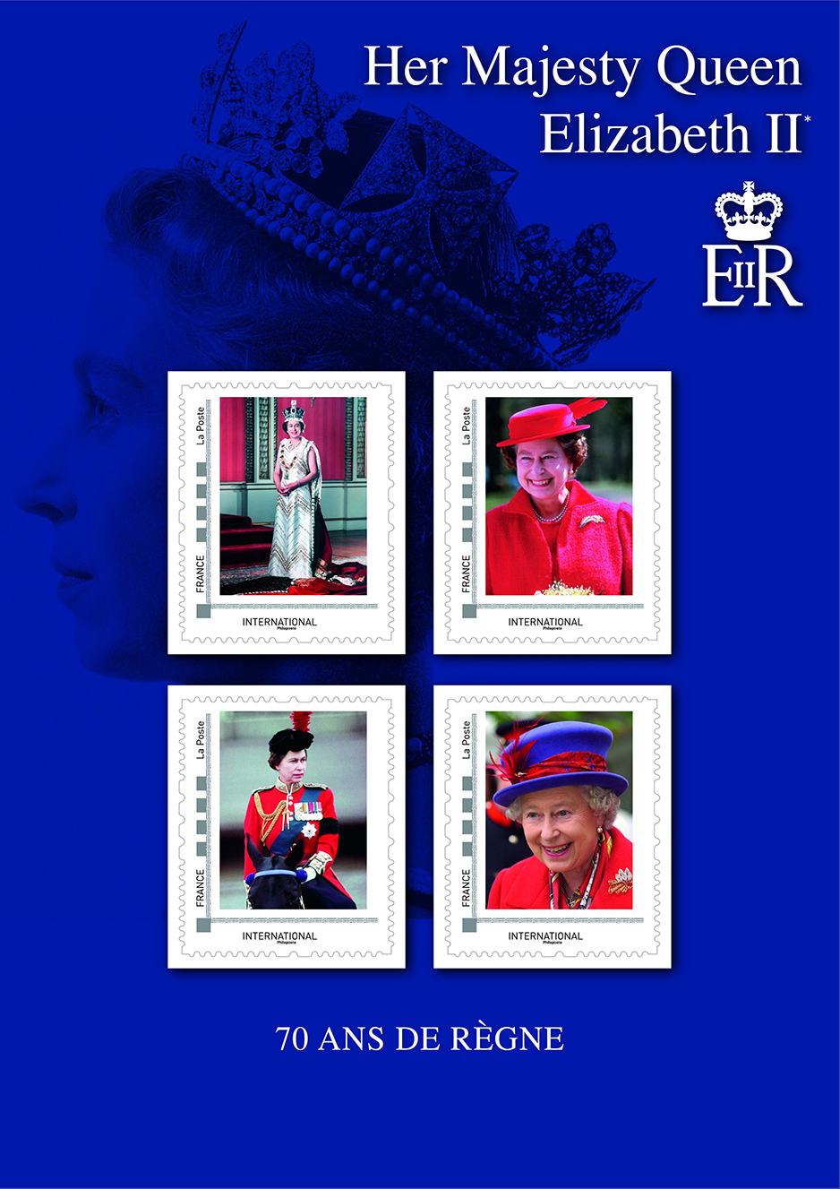 JUB12FD: Feuillet 12 Vignettes Dent. JUBILÉ DIAMANT REINE ELIZABETH II 1952 2012