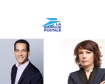 Photos de Vincent Menvielle et d'Isabelle Kupecek et logo de La Banque Postale