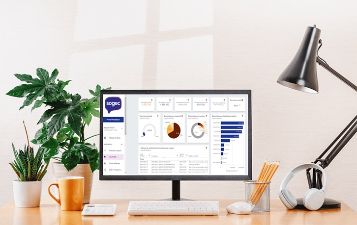 Ecran d'ordinateur avec application Sogec