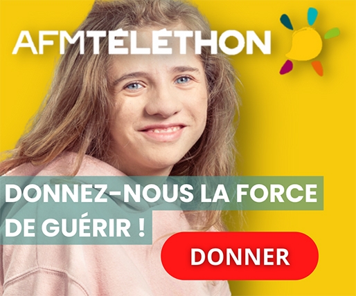 affiche afm téléthon une jeune fille sourit