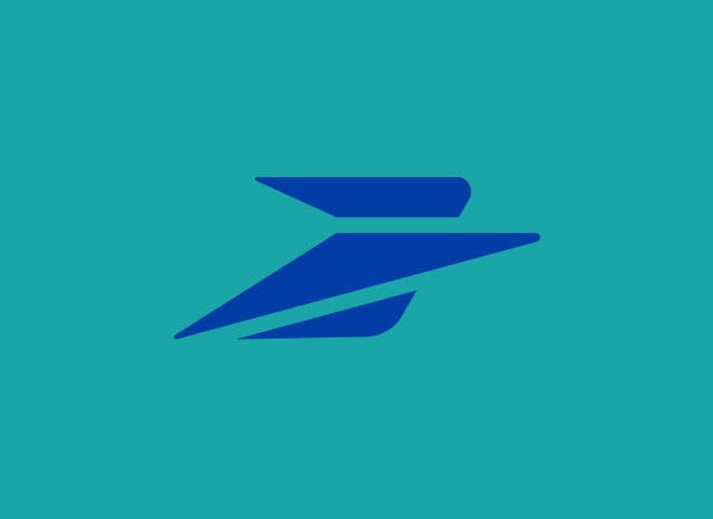 Résultats 2023 du groupe La Poste - fond turquoise et logo du groupe