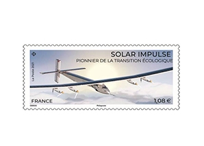 Le Groupe La Poste et la Fondation Solar Impulse s’associent et dévoilent un timbre a l’image de l’avion solaire