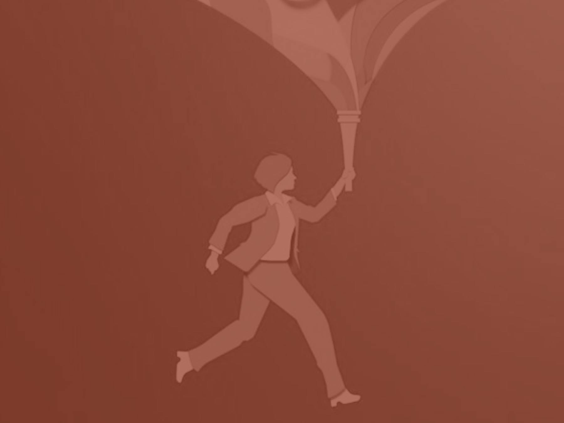 Illustration of a business person running with a torch.