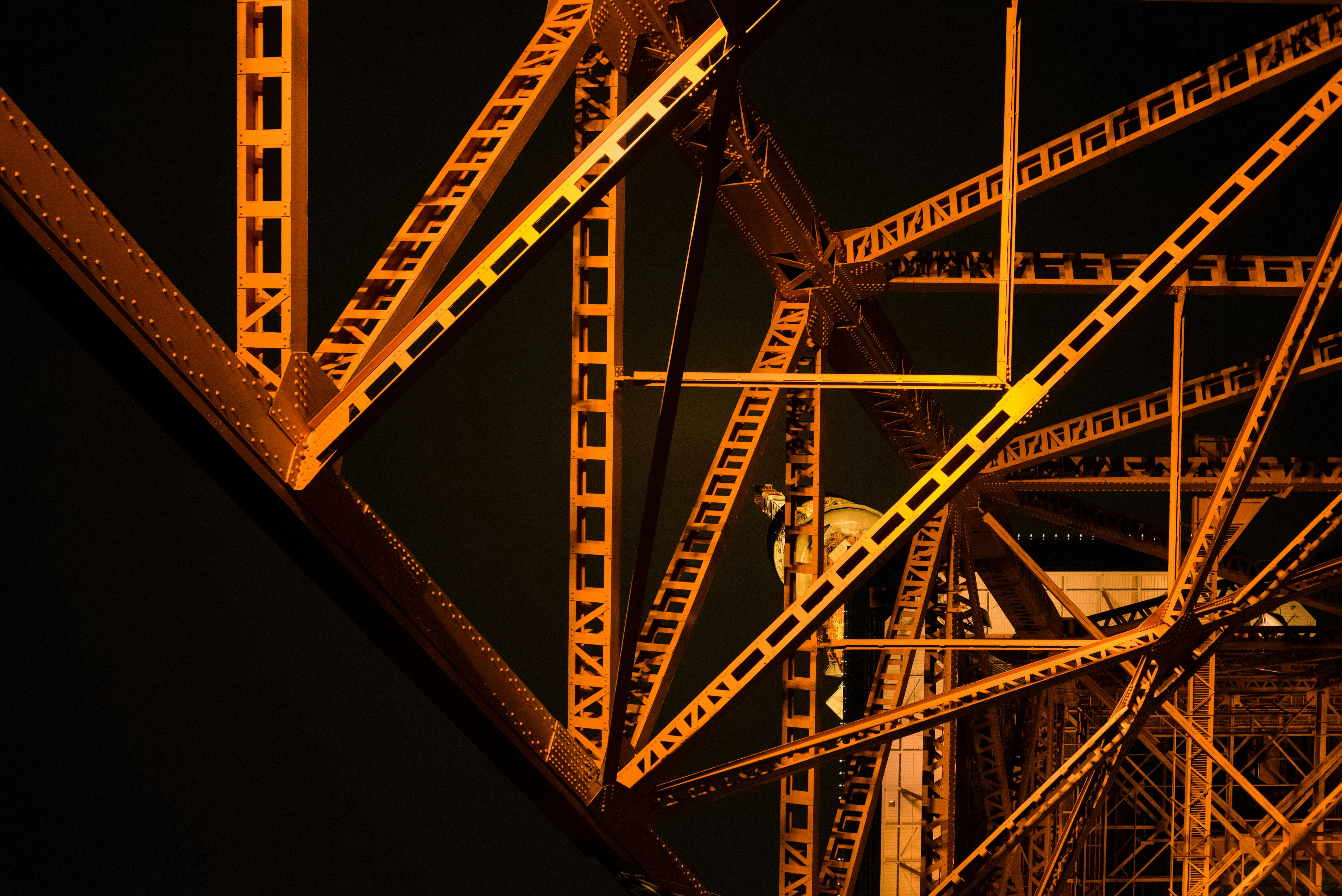 Close-up of structure of a metal bridge