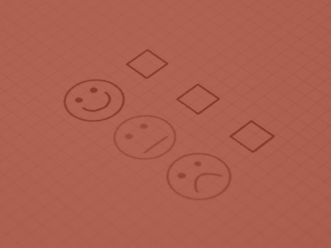 Checkboxes are seen next to smiley, neutral, and sad face emojis.