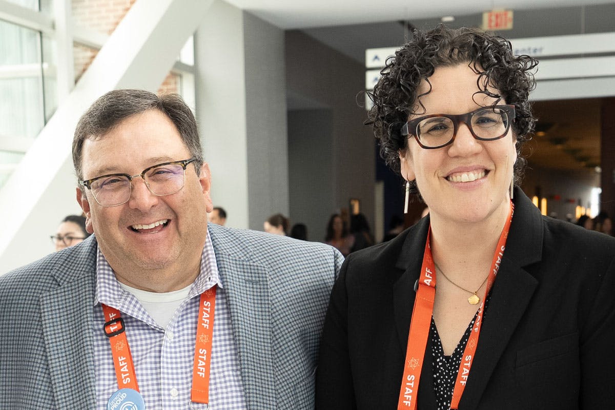 From left, Robb Lippitt and Gali Cooks at the JPro25 conference in May 2025.