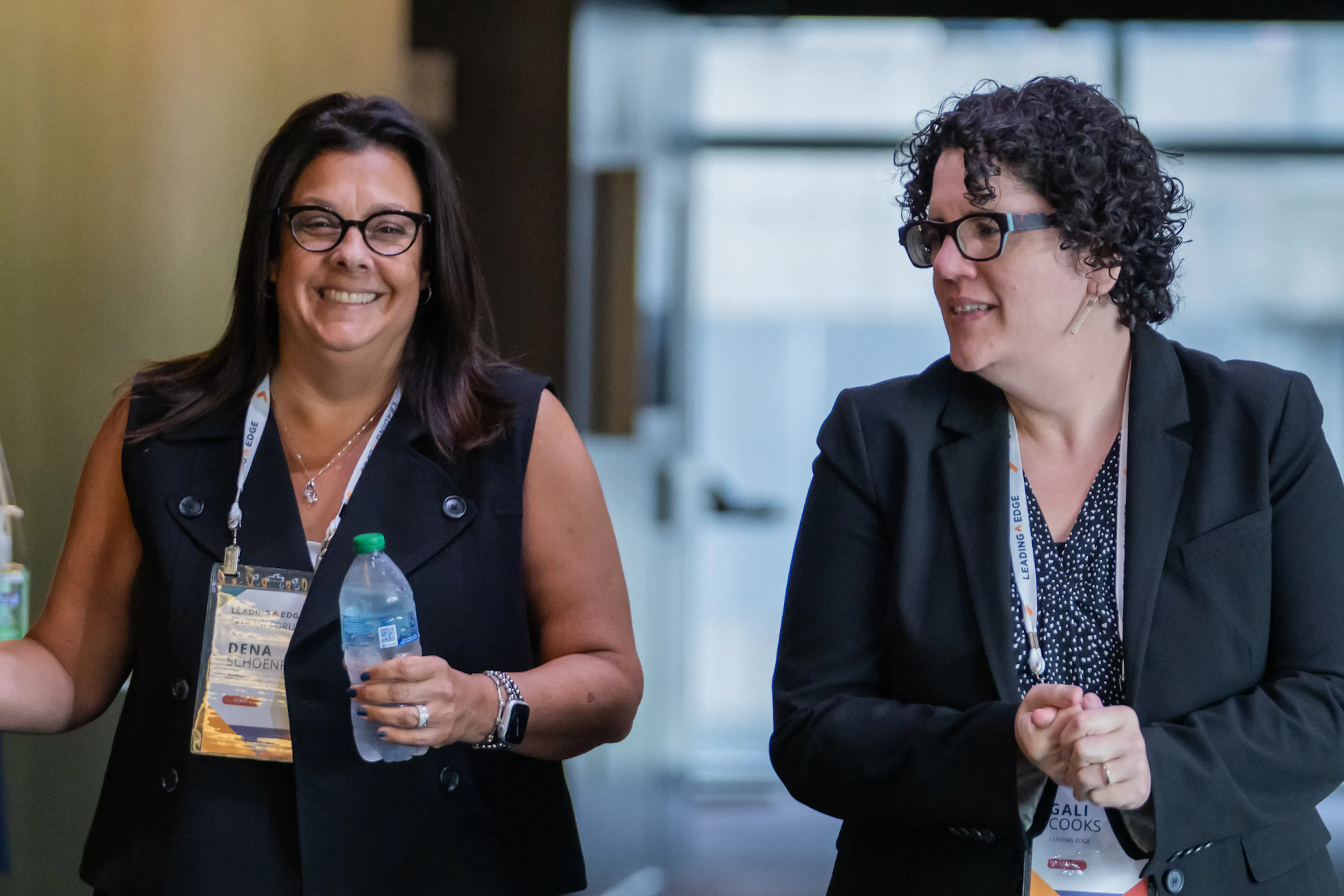 Dena Farber Schoenfeld (L) with Gali Cooks at the Leading Edge Alumni Forum 2024.
