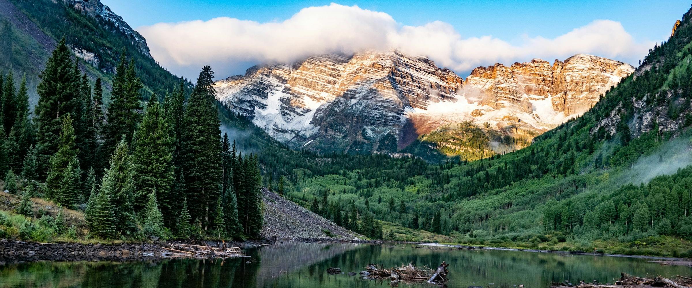 Mountain peaks above a glacial valley (Maroon Bells, Colorado)