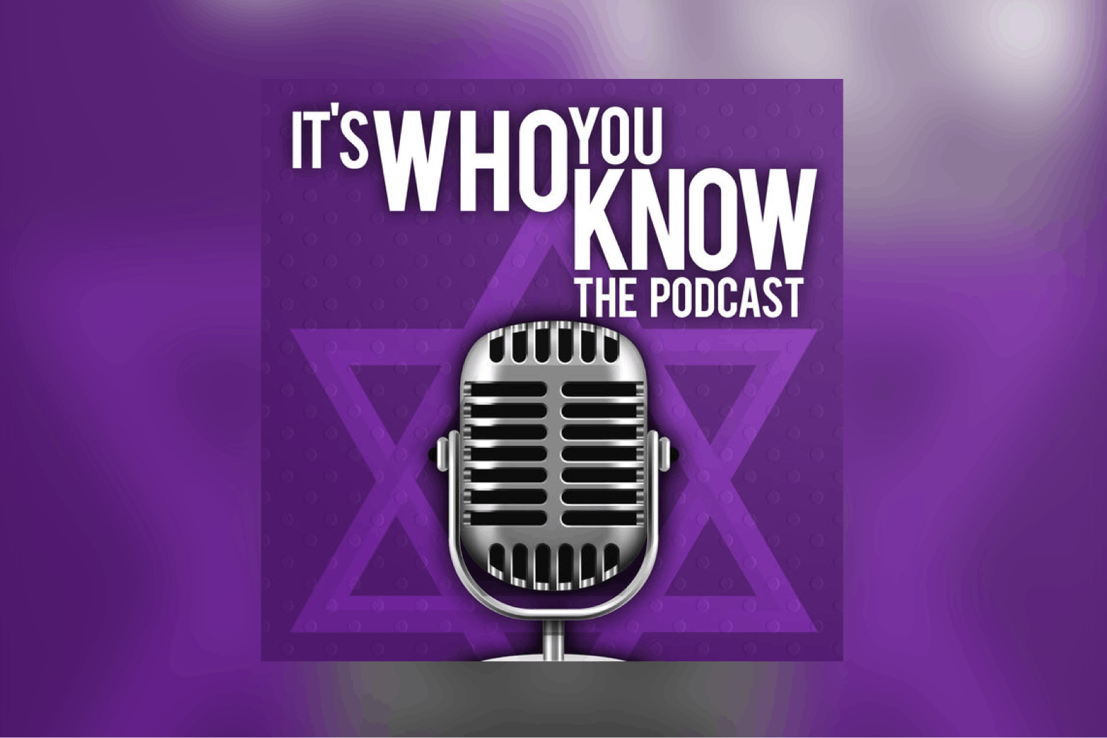 Illustration of a microphone "It's Who You Know the Podcast"