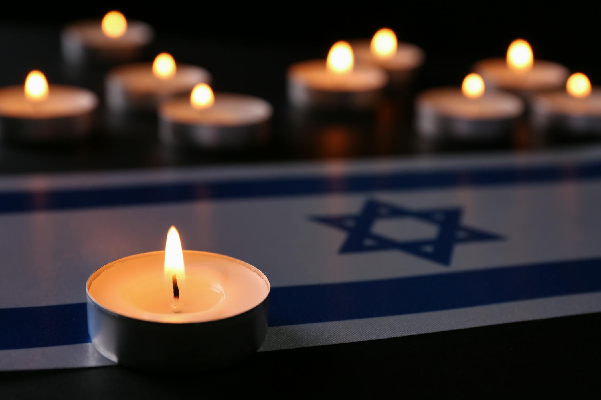 Candles and the Israeli flag