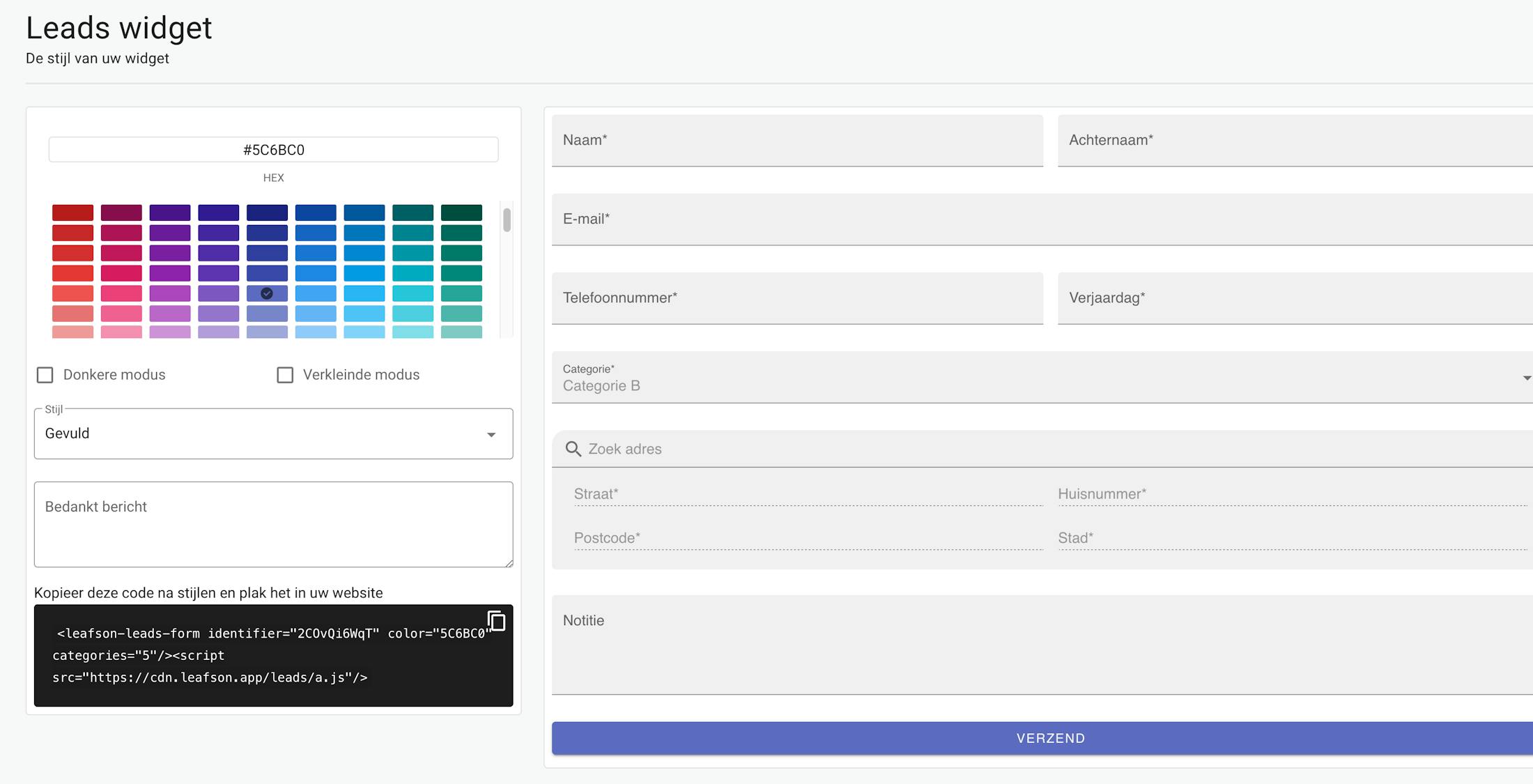 styling the lead form with an example