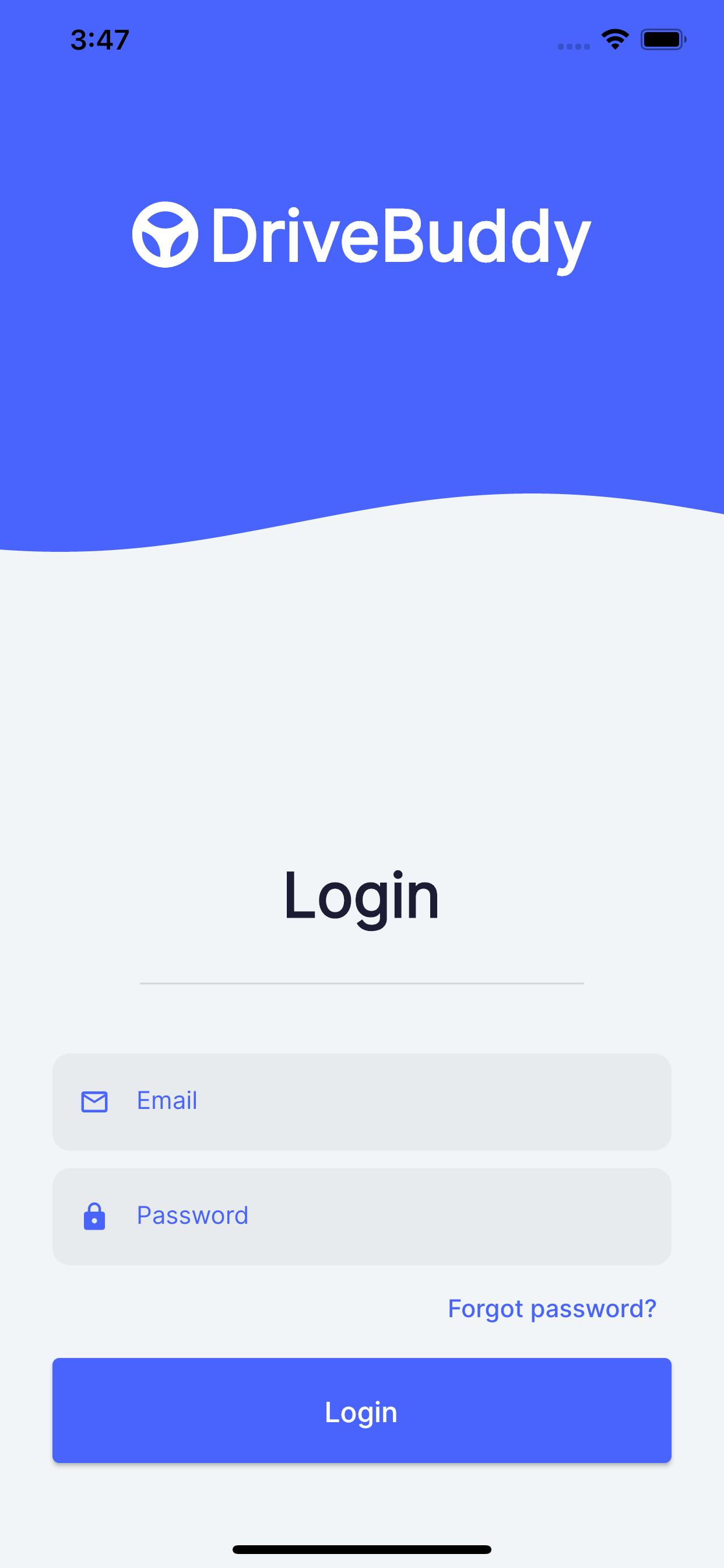 Login screen