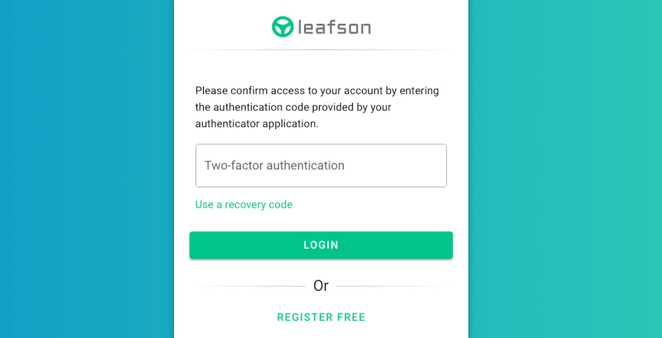 Two-factor-authentication login.