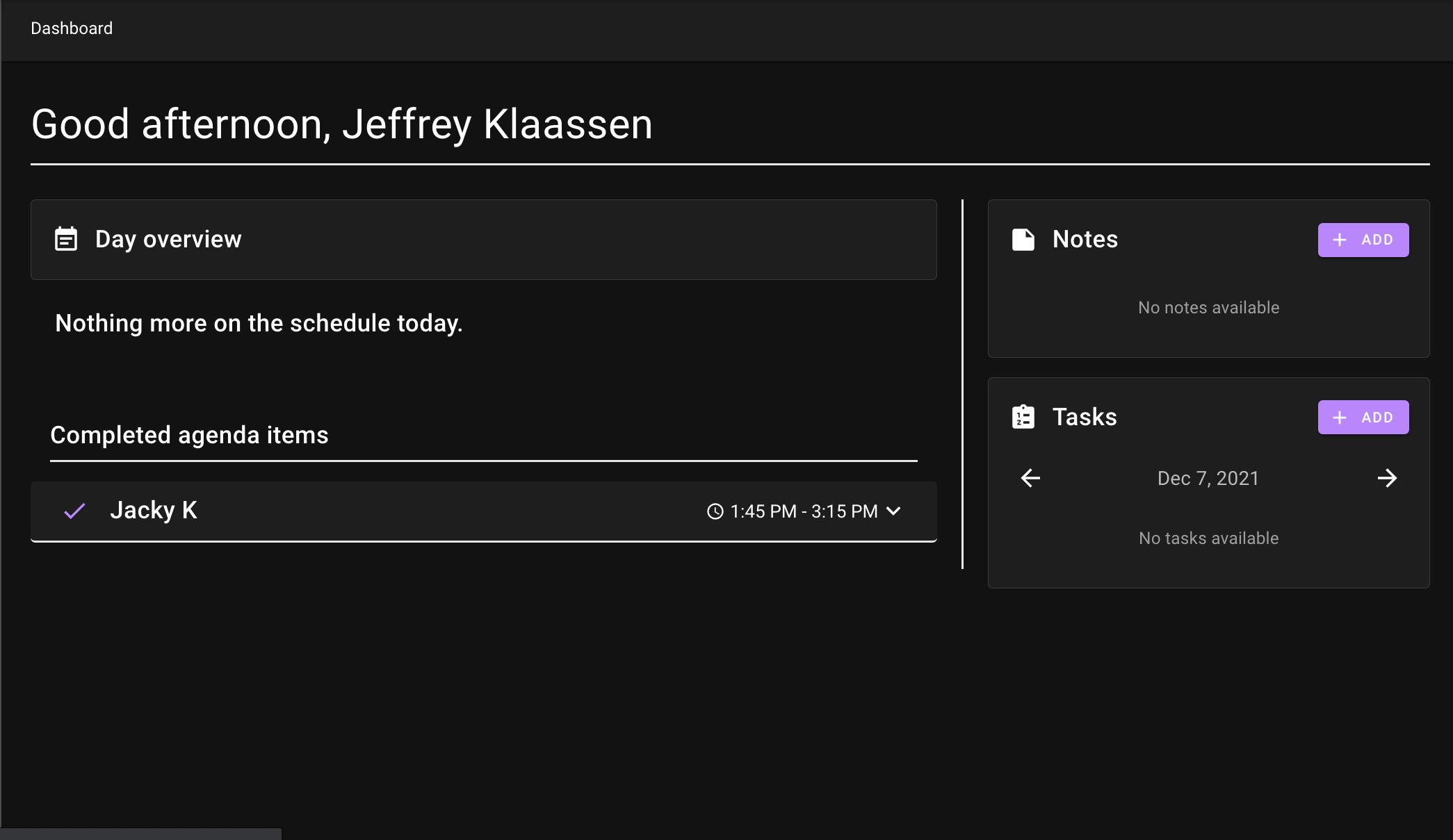 Dark theme dashboard