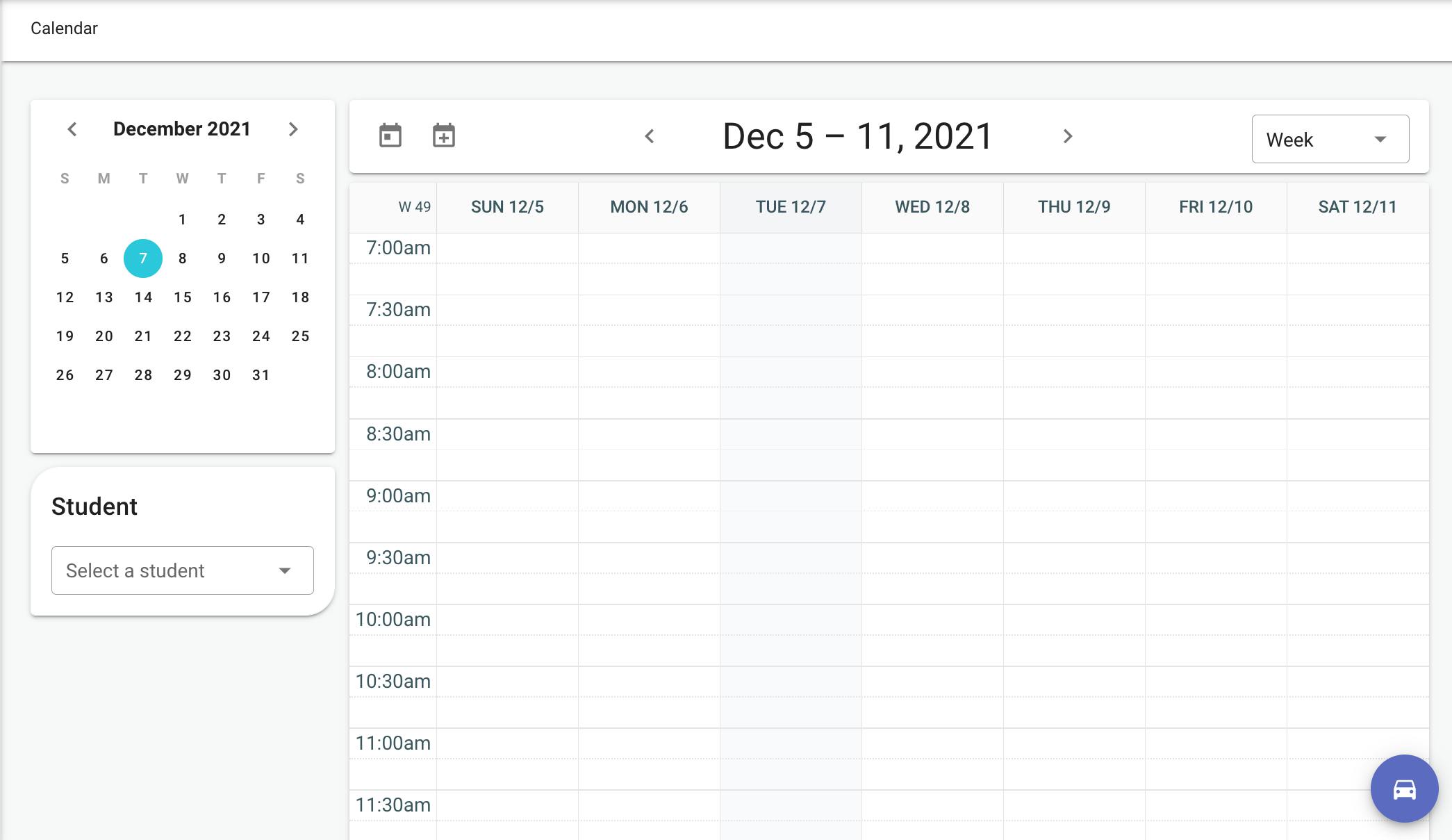 Light theme calendar