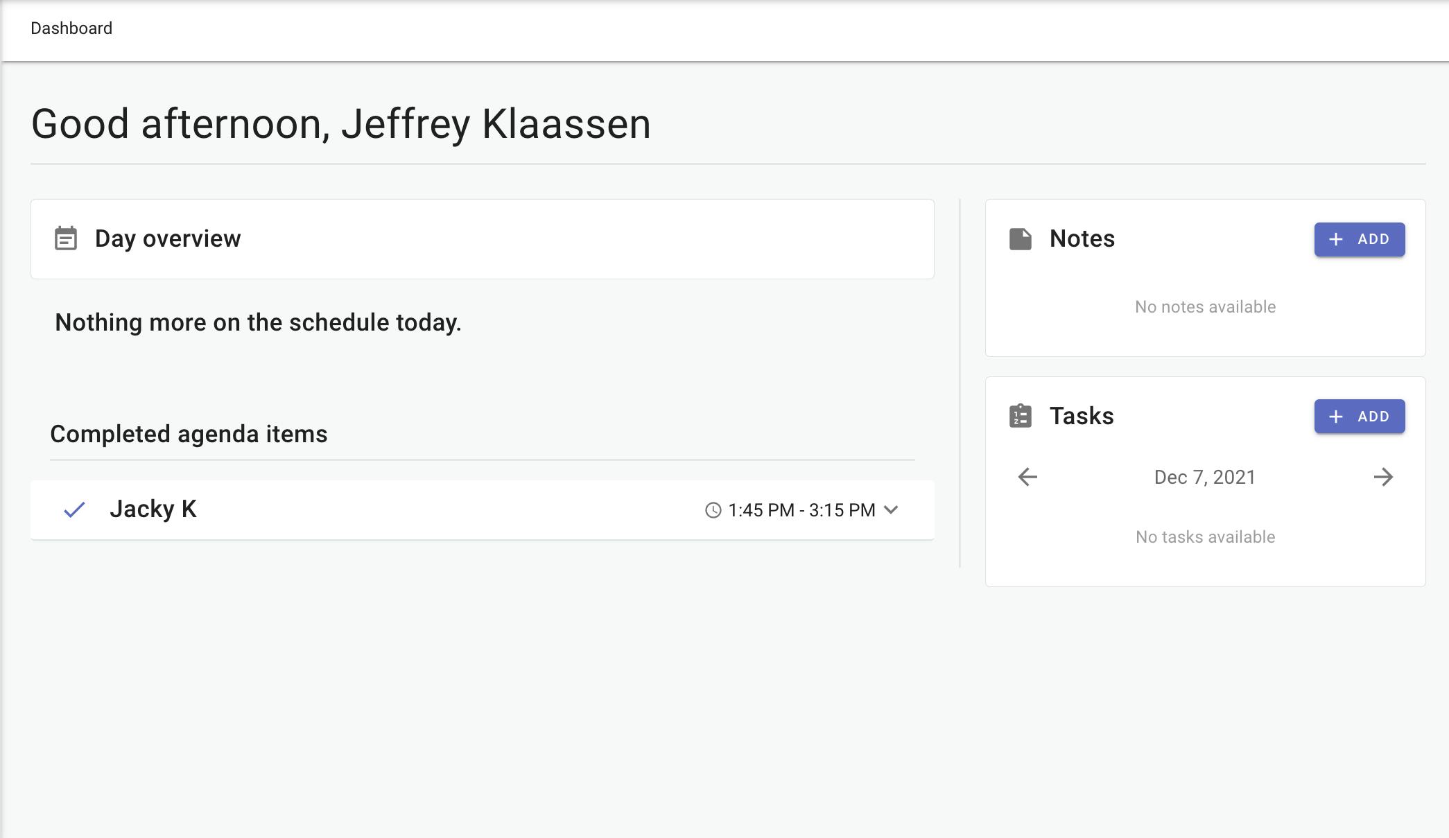 Lichte thema van het dashboard