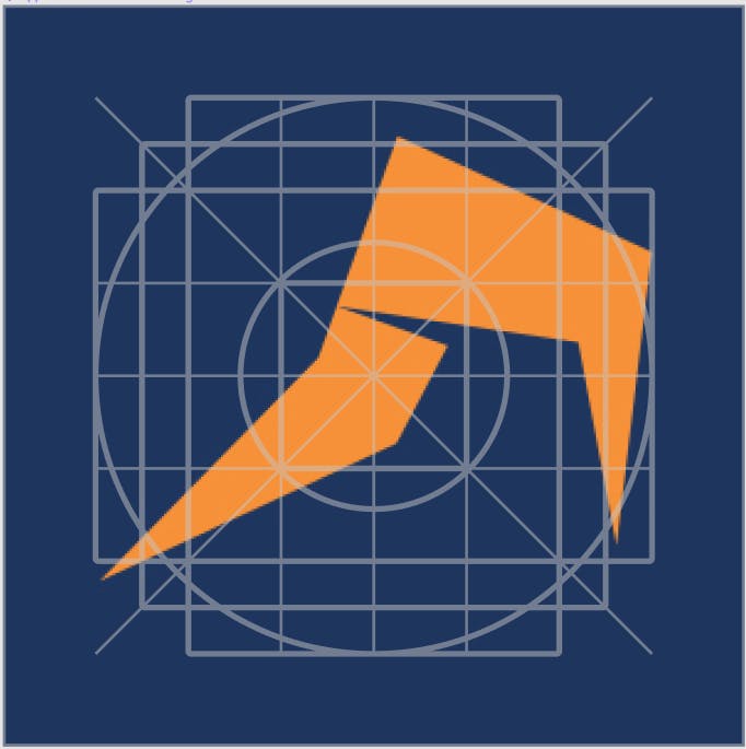 Screenshot of the LEAP Logo with keyline guides overlayed