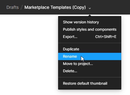 Screenshot of action menu, clicking "rename"