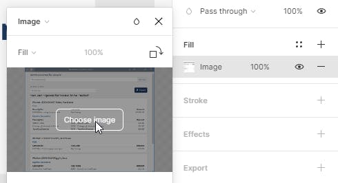 Screenshot of the choose image screen