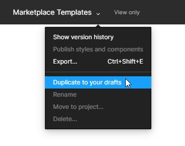 Screenshot of action menu, clicking "Duplicate to your drafts"