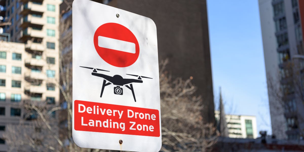no parking - delivery drone landing