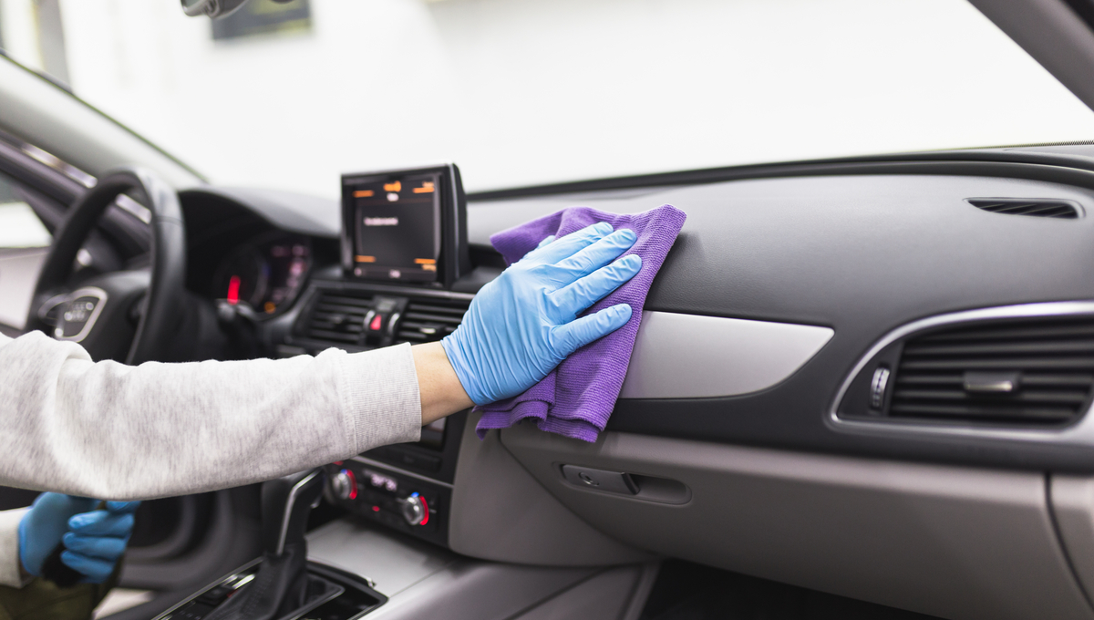 cleaning inside of car dashboard