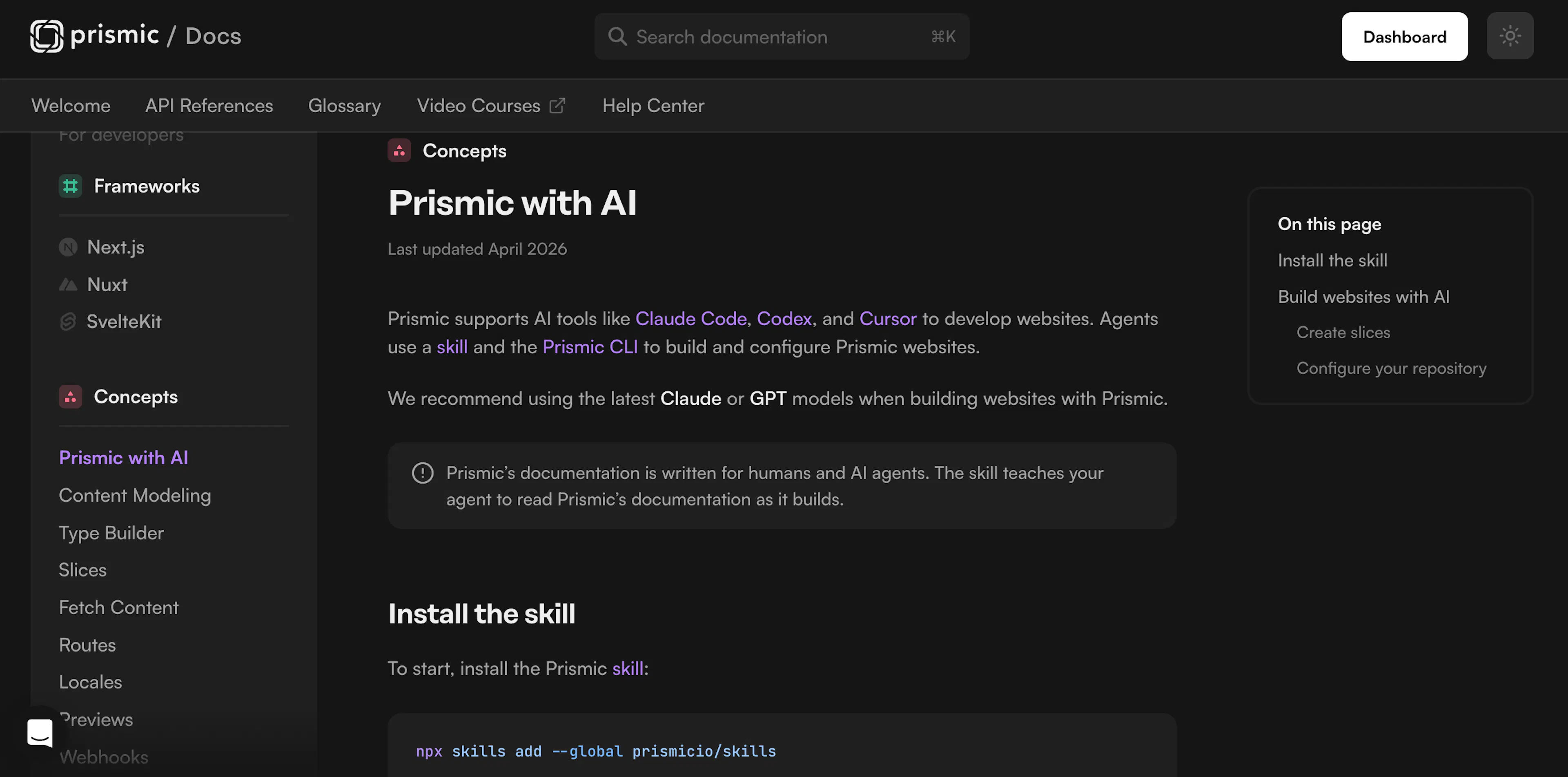Prismic skills
