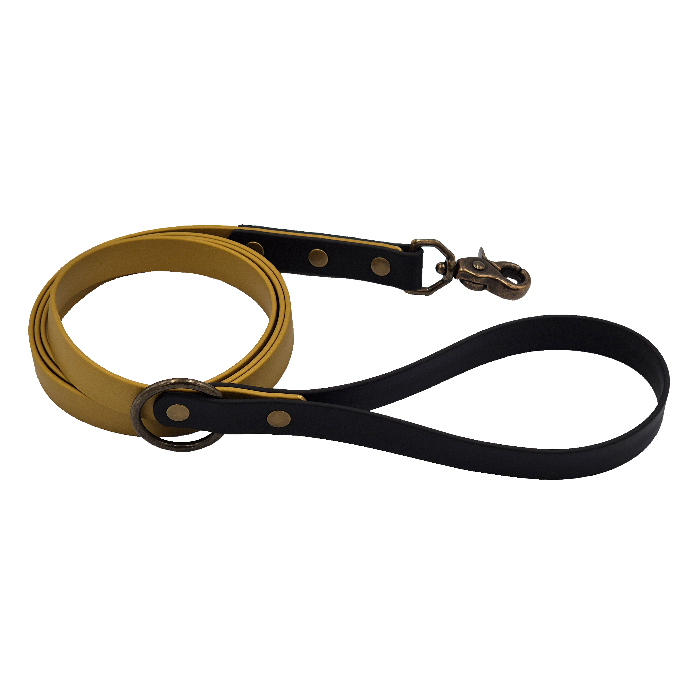 Two-Tone Classic Dog Lead - Gold and Black - Antique Brass