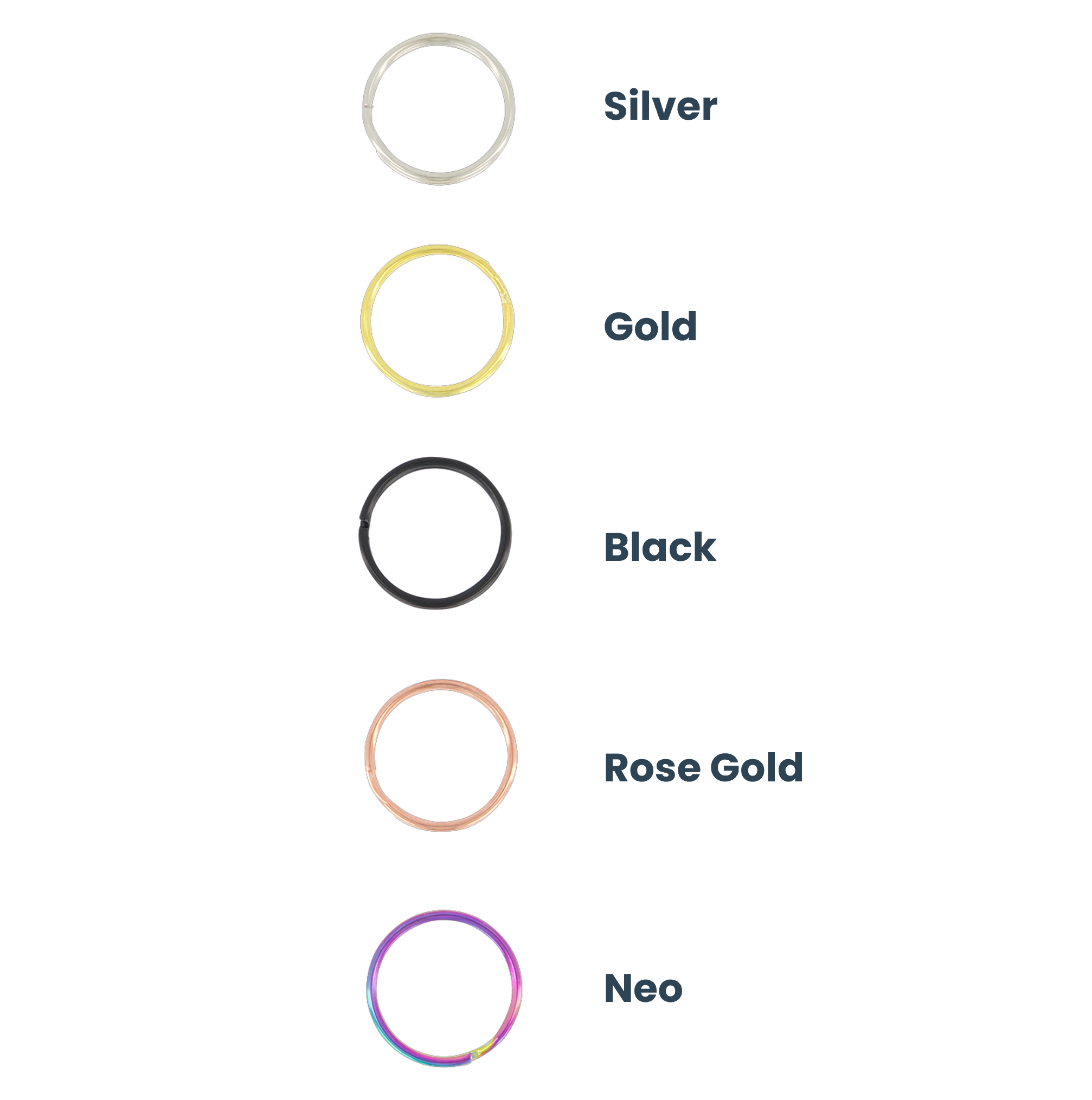 Split Ring Colour Options