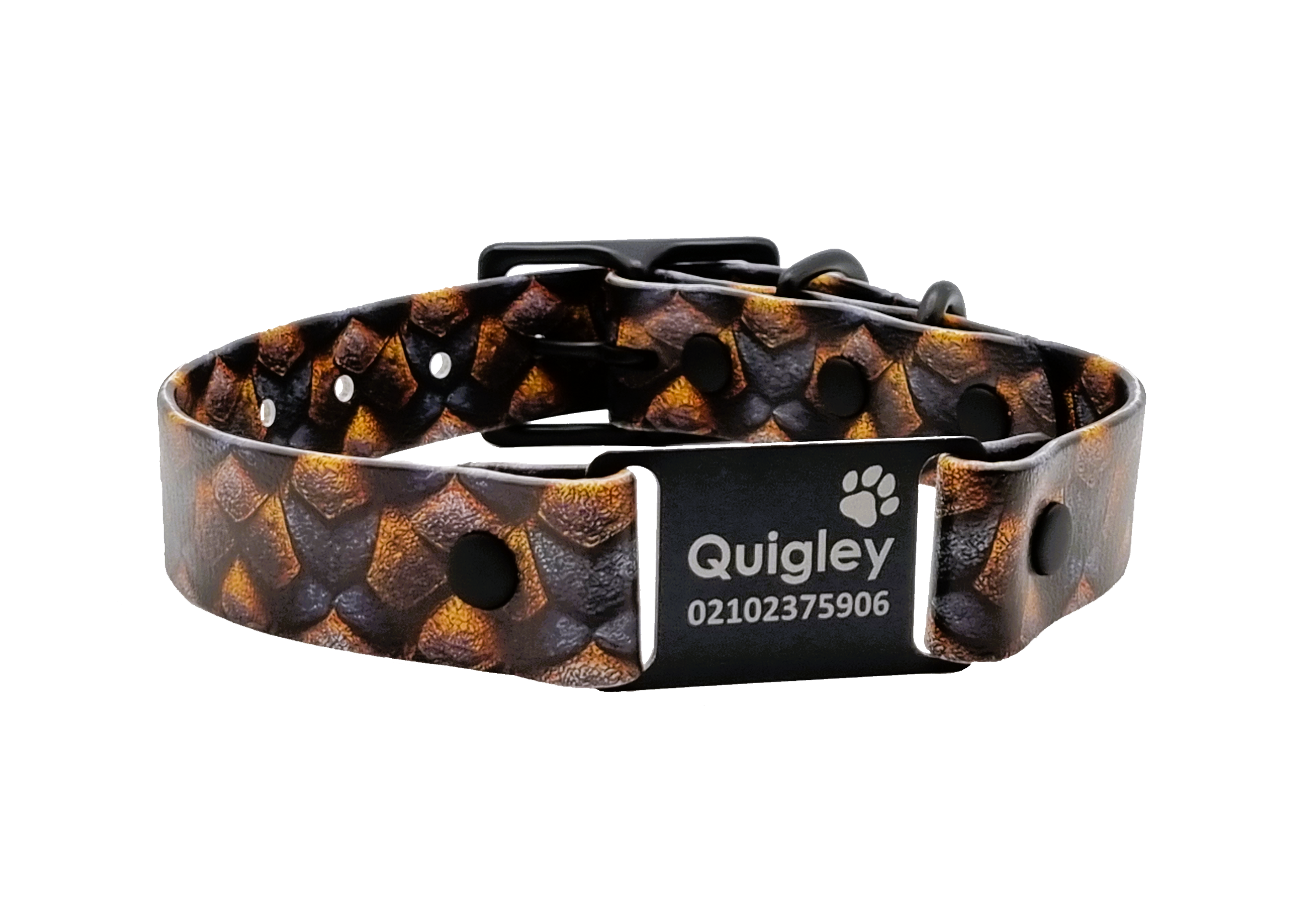 Designer Scrag Tag Dog Collar - Reptile Armour