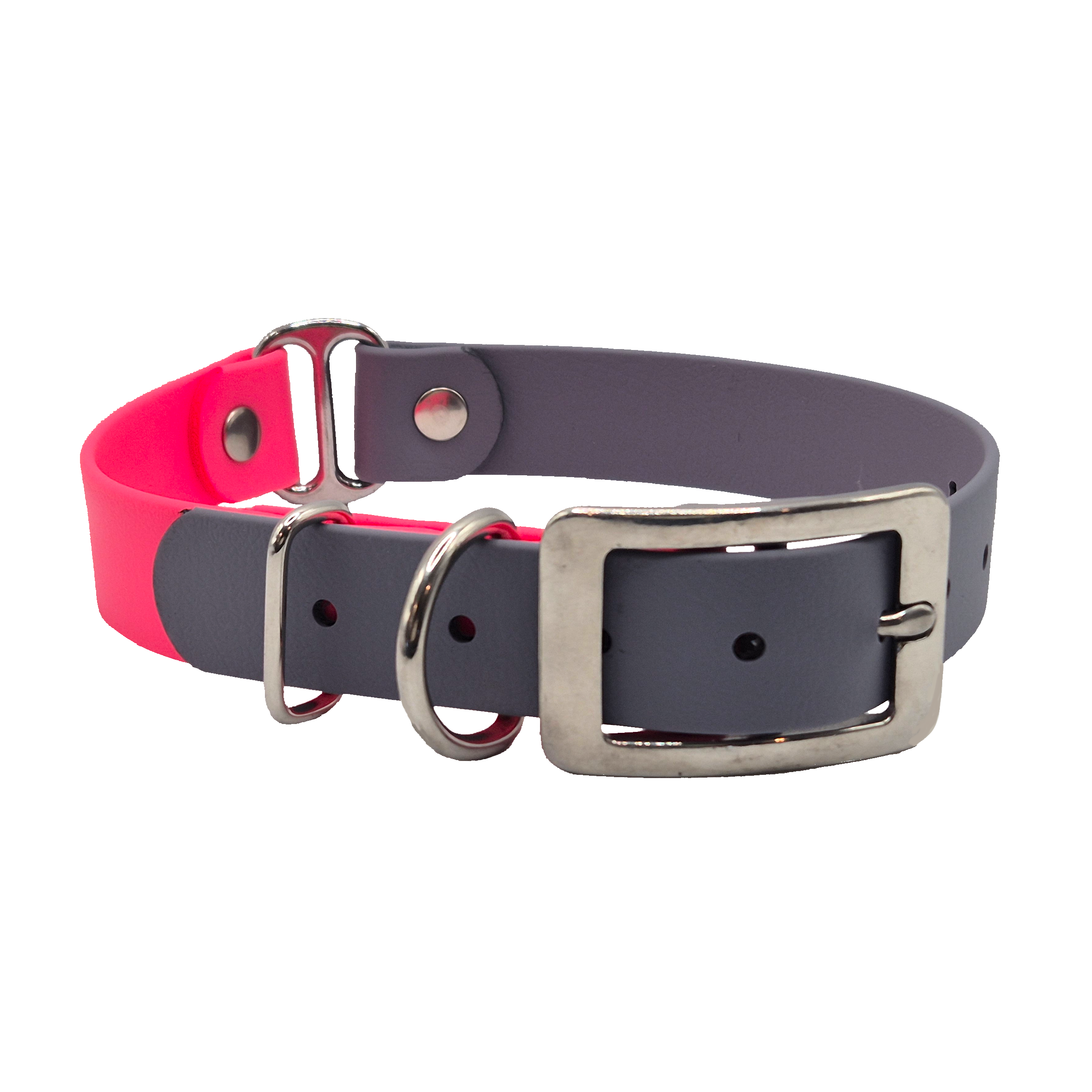 Two-Tone Dog Collar - Pink and Grey