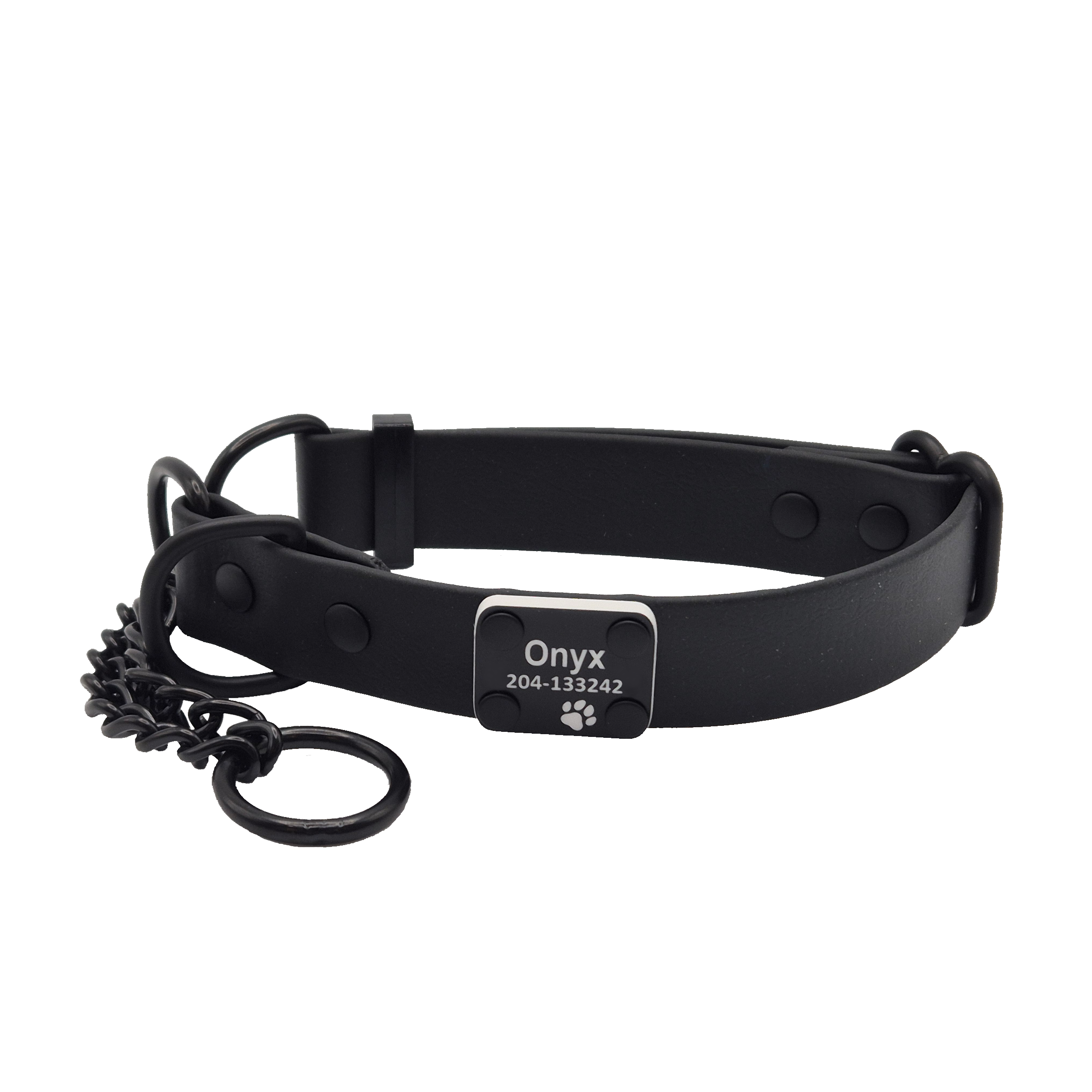 Secure Martingale Dog Collar - Black Personalised