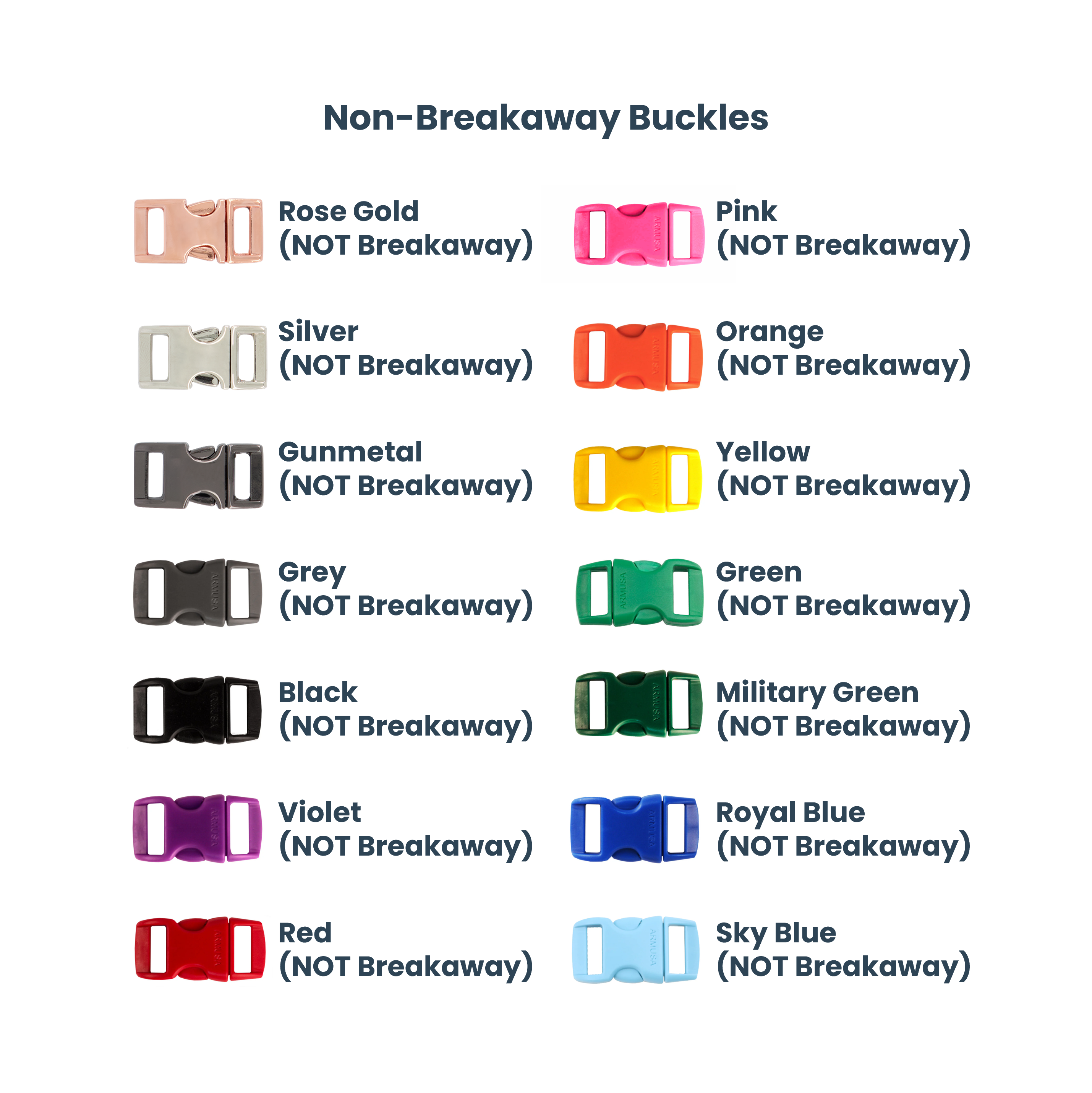 Cat non-breakaway buckles