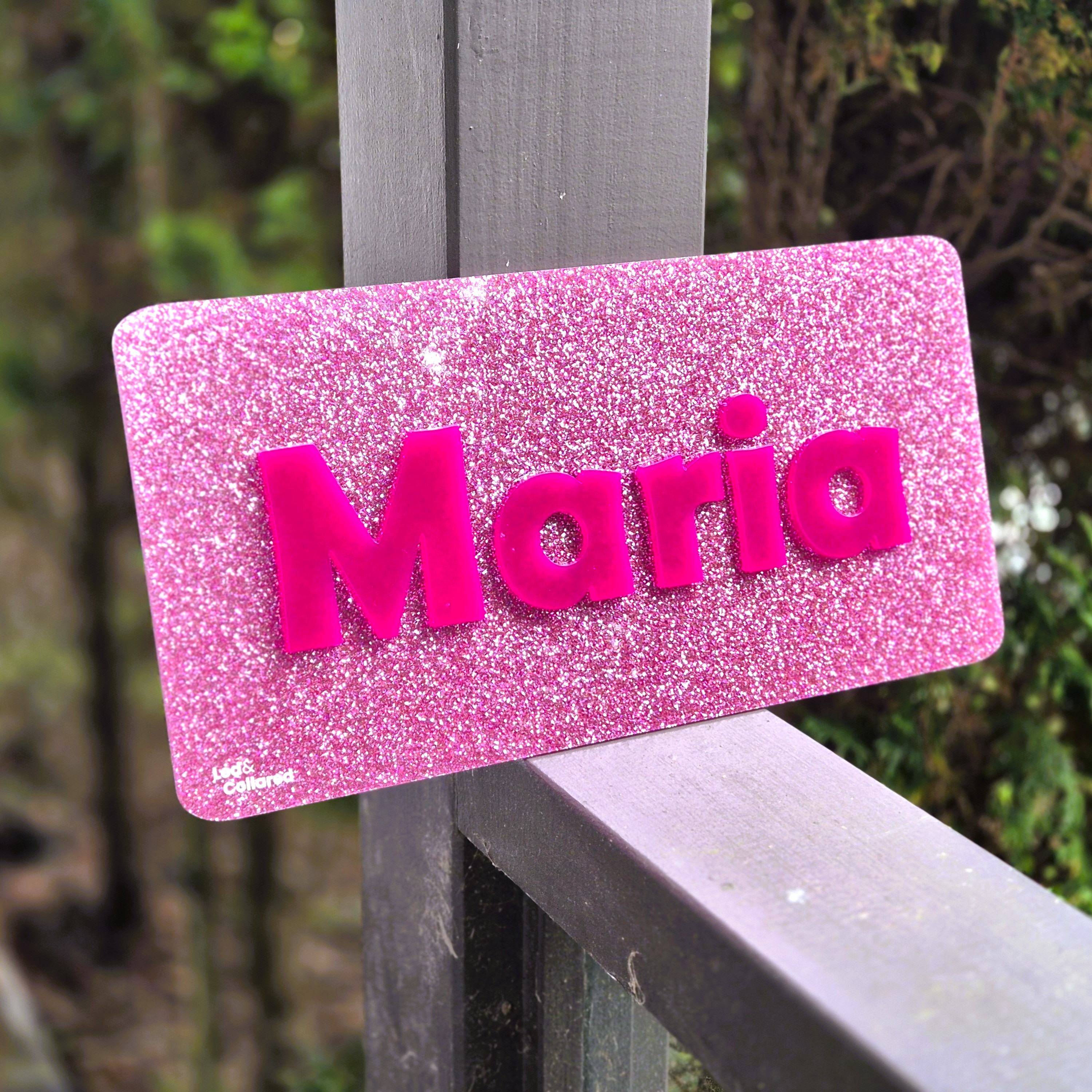 Name Sign - Pink Glitter and Pink