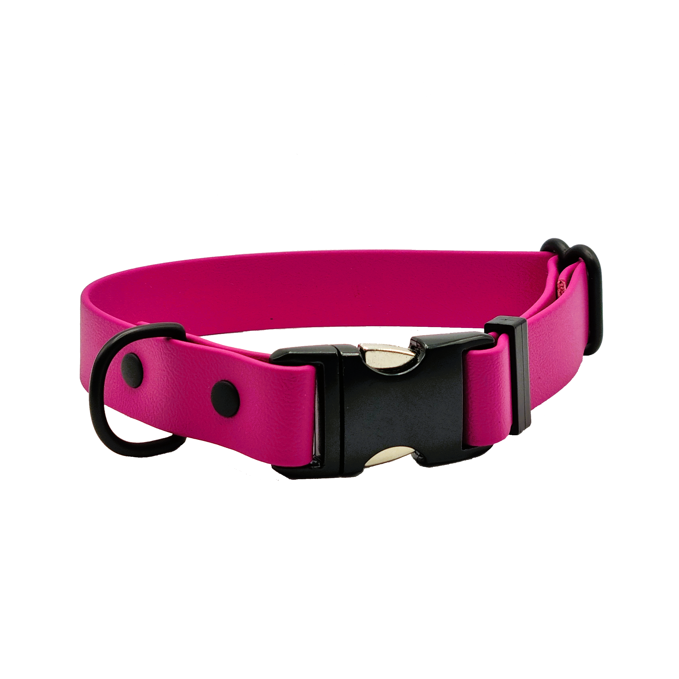 Quick Release Dog Collar - Magenta and Black/Gunmetal