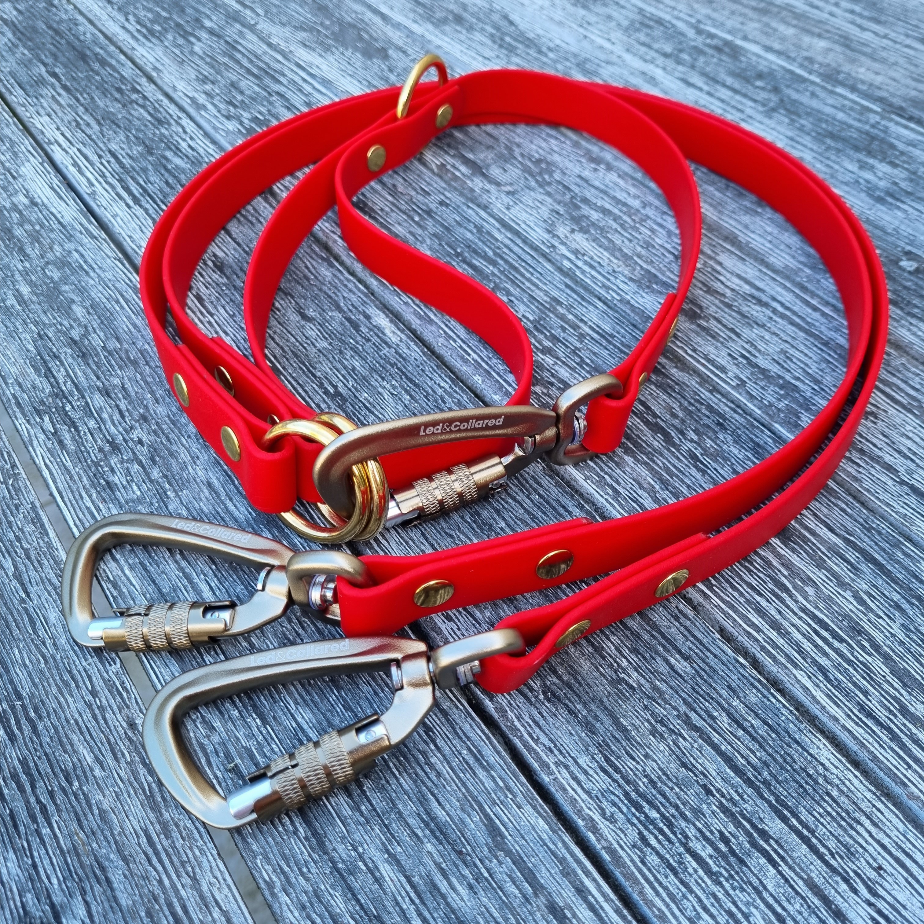 Double Dog Lead - Red