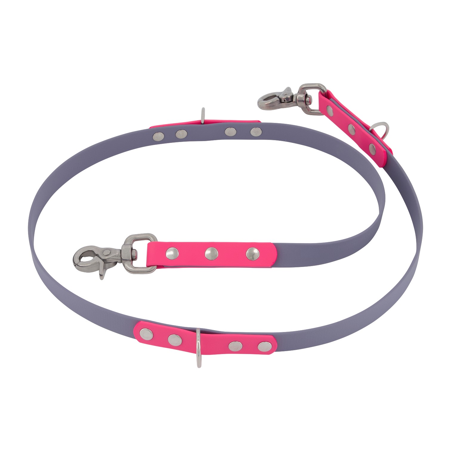 Adjustable Dog Lead - Grey and Pink