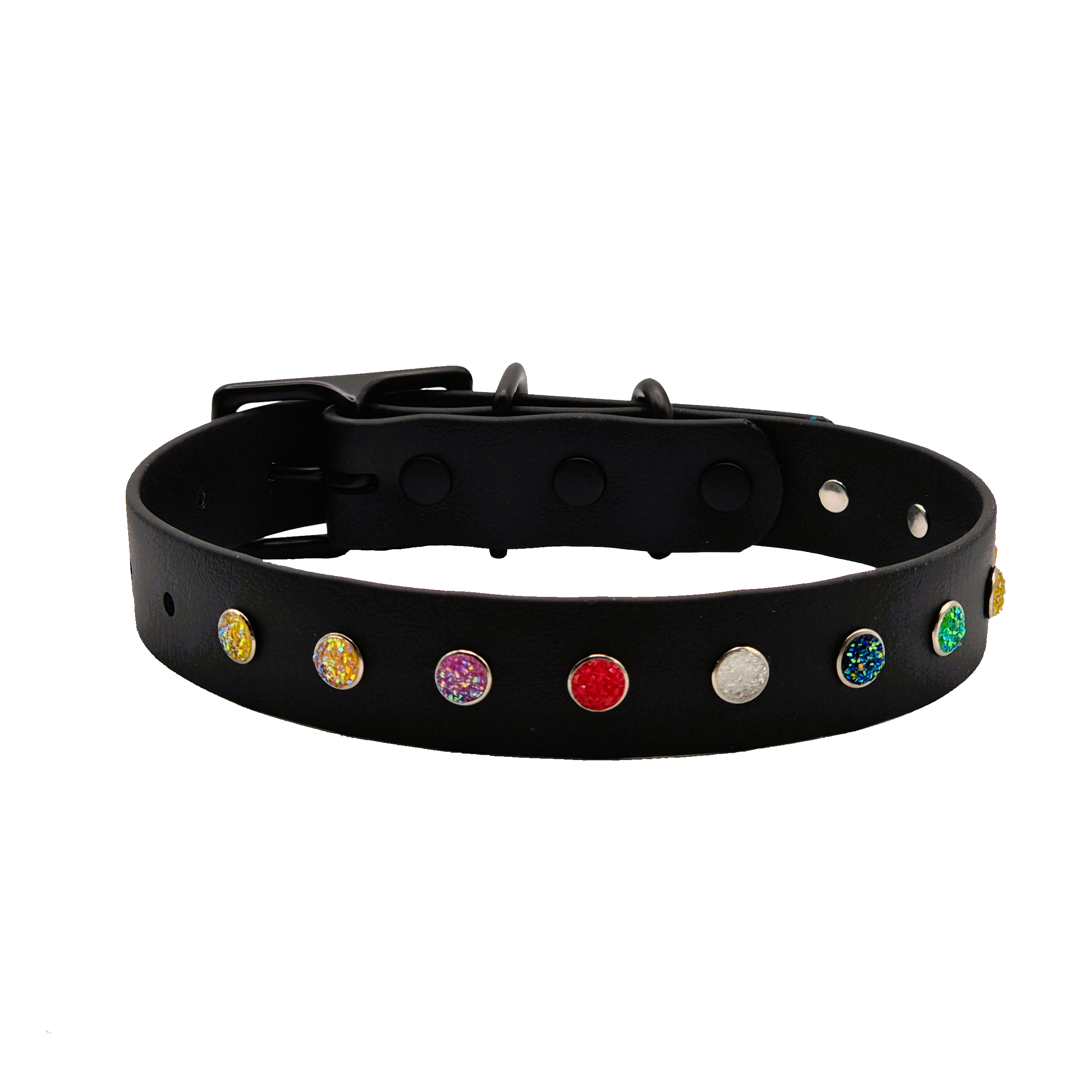 Elegant Dog Collar - Black - Mixed Drusy