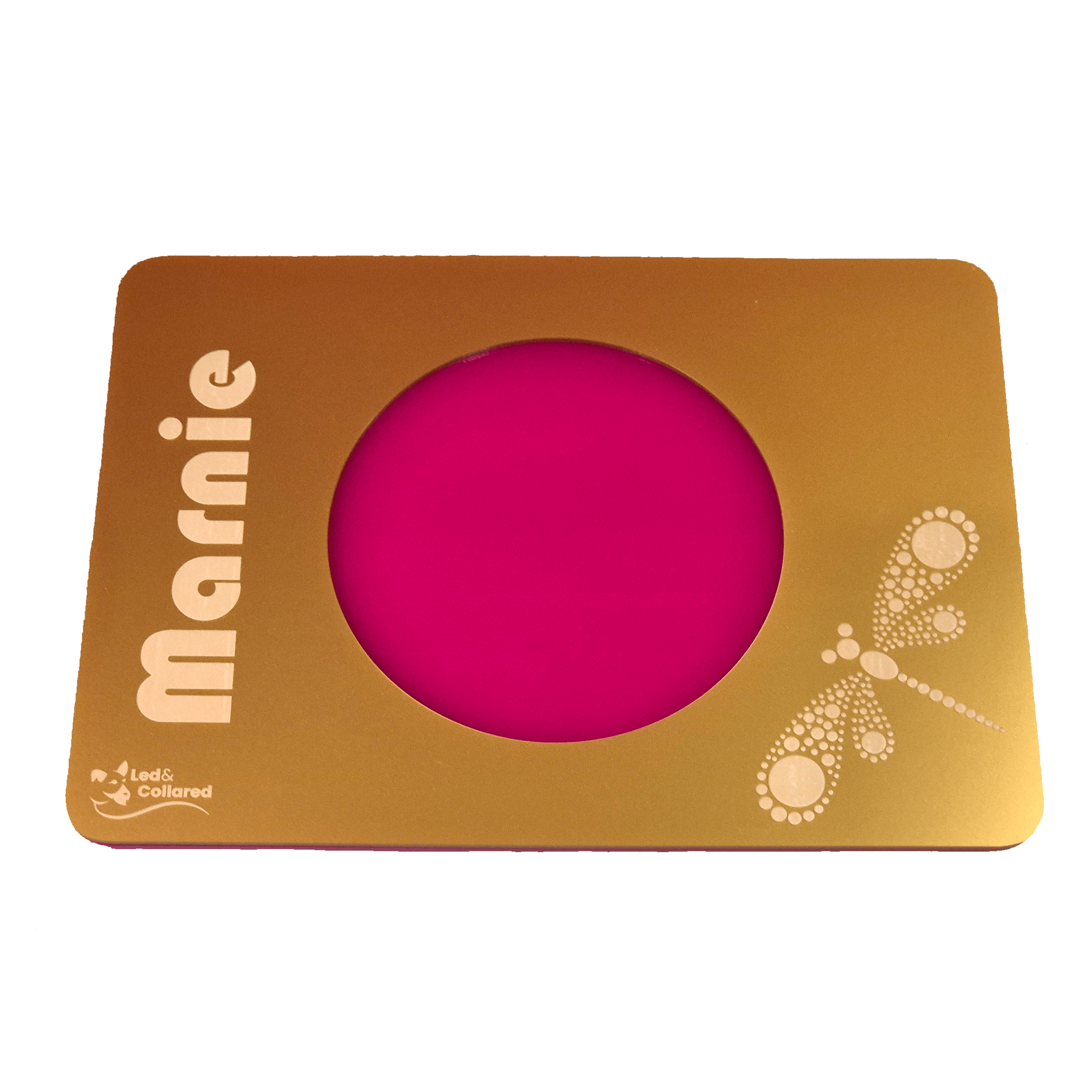 Dog Feeding Mat - Single - Gold and Pink