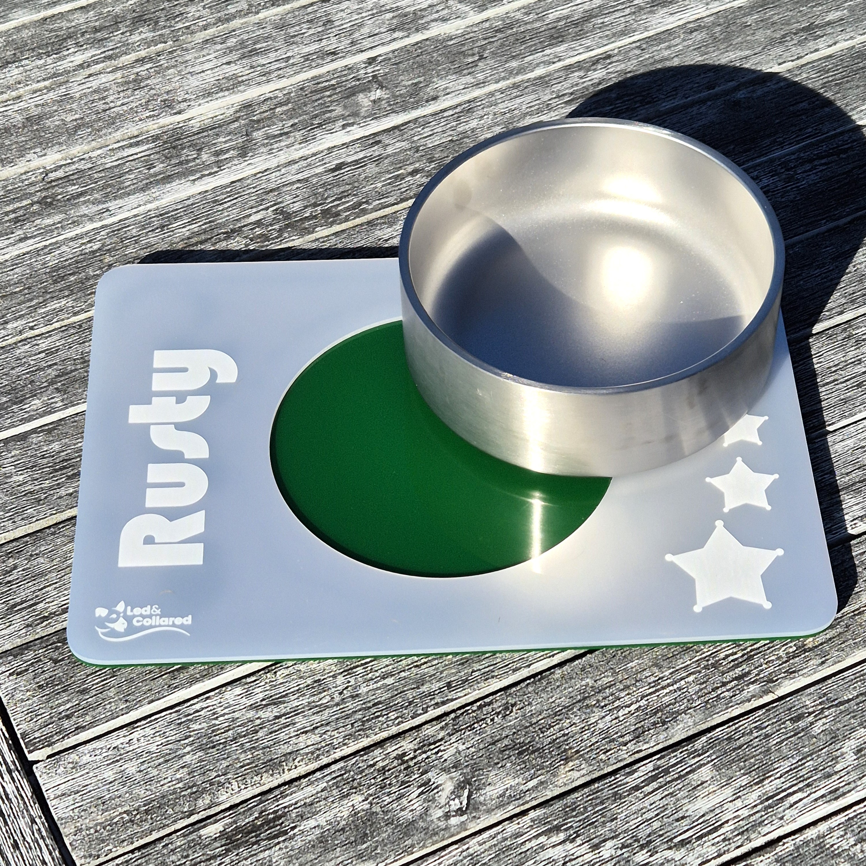 Cat Feeding Mat - Single - Silver and Dark Green