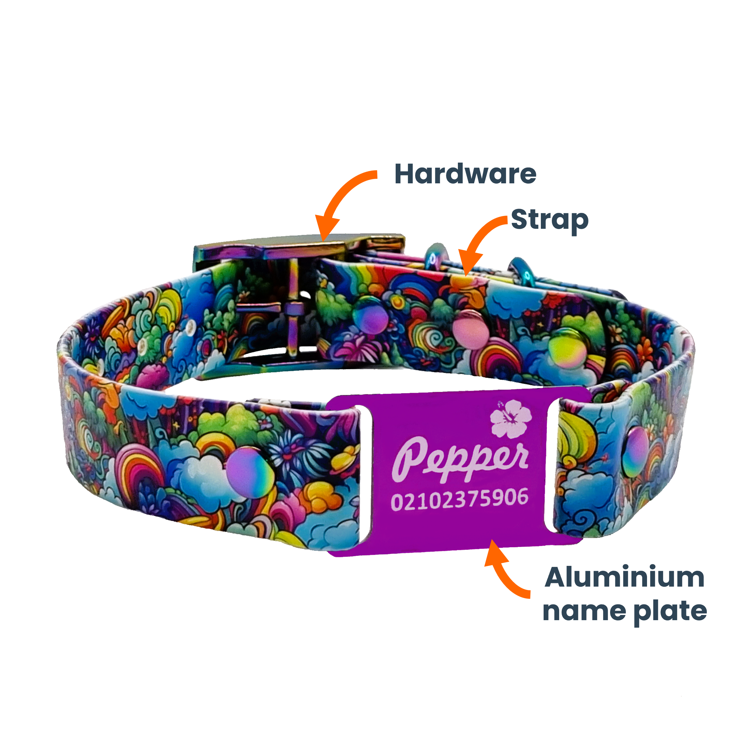 Designer Scrag Tag Collar - Rainbow Forest