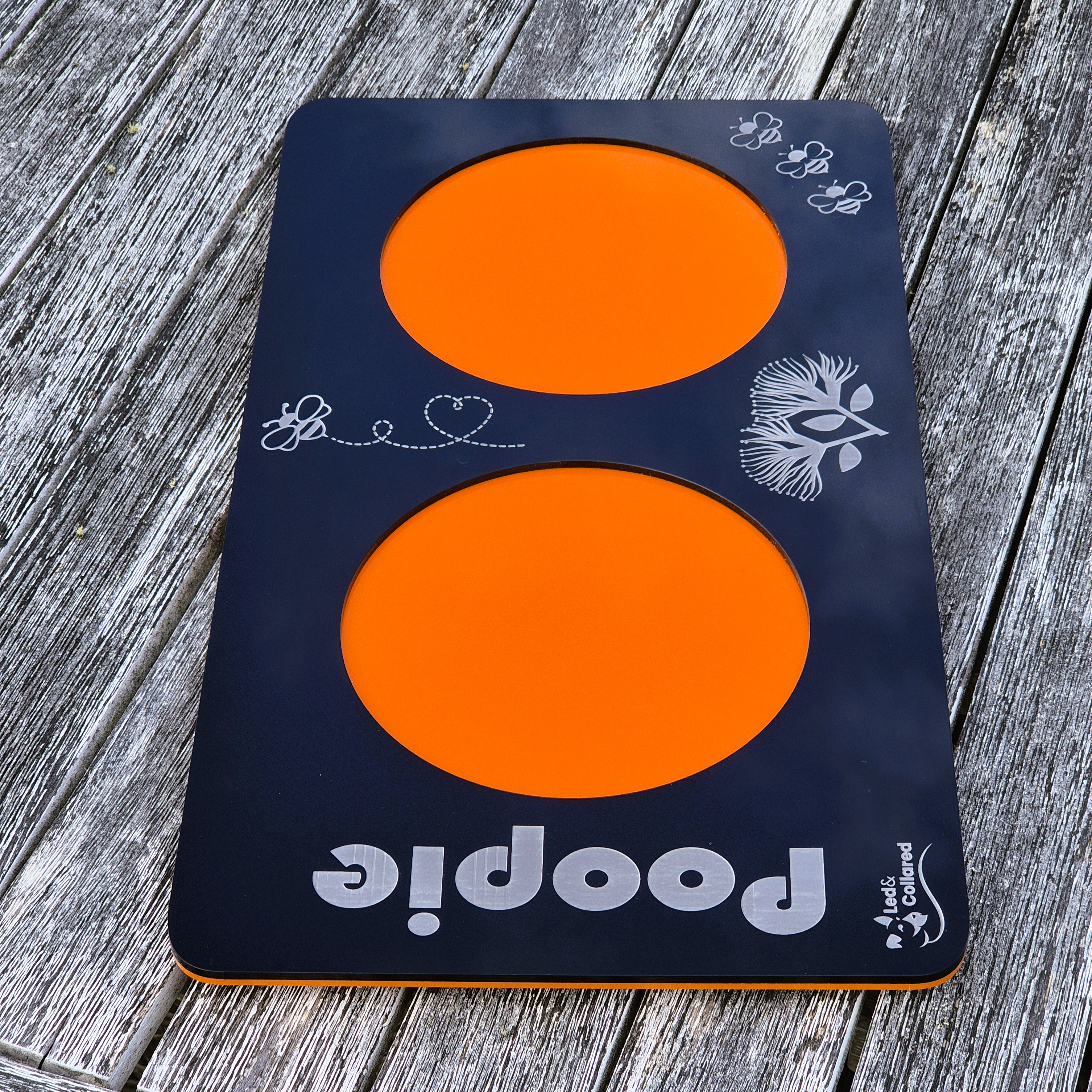Double Bowl Cat Feeding Mat - Black and Orange