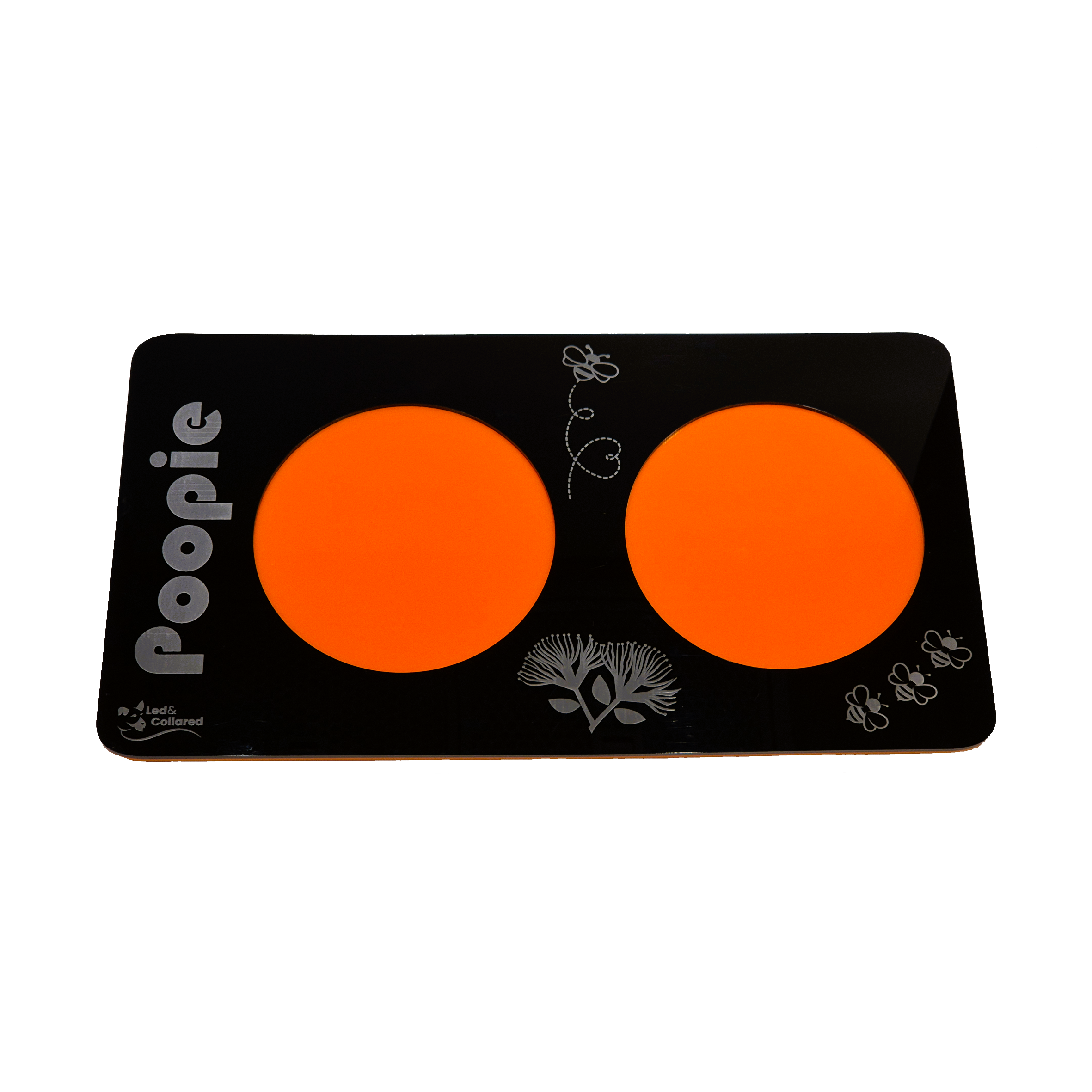 Double Bowl Cat Feeding Mat - Black and Orange